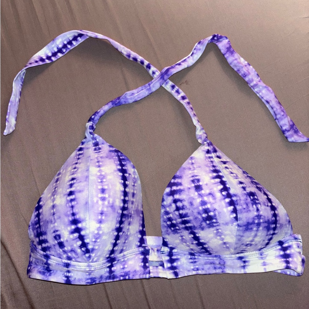 Purple/Blue & White Tie-Dye Bikini Top